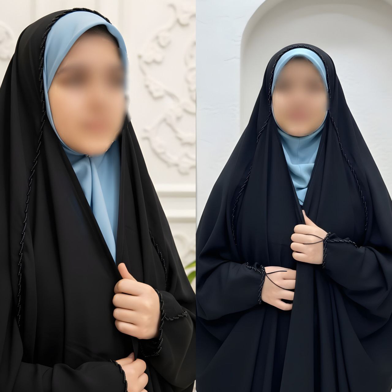 چادر جده منجوق دخترانه جنس کرپ حریر الاسود